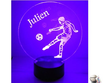 Votre prénom, Lampe veilleuse foot, Lampe Laser, couleurs défilantes ou fixes avec télécommande