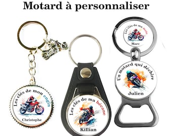 Votre prénom, Porte clés motard, idée cadeau pour homme motard, porte clés à personnaliser