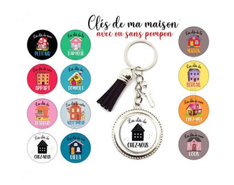 Porte clés maison, les clés pour ma baraque, les clés de mon nid d'amour, avec ou sans pompons