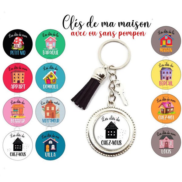 Porte clés maison, les clés pour ma baraque, les clés de mon nid d'amour, avec ou sans pompons