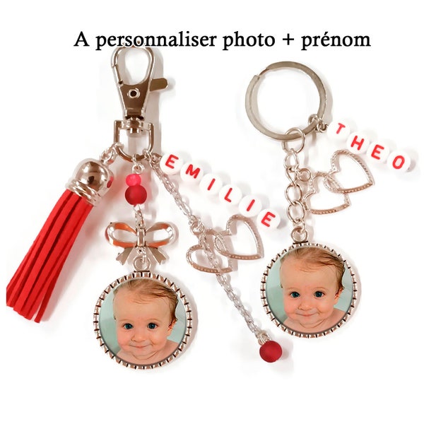 votre prénom, Porte clés photo, cadeau personnalisé photo et prénom, Porte clés à personnaliser