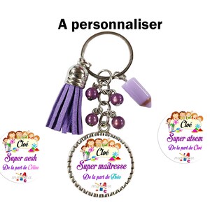 Votre prénom, Porte clés maîtresse personnalisable, Cadeau super atsem personnalisé, porte clés AESH, Super maîtresse, atsem, aesh. image 5