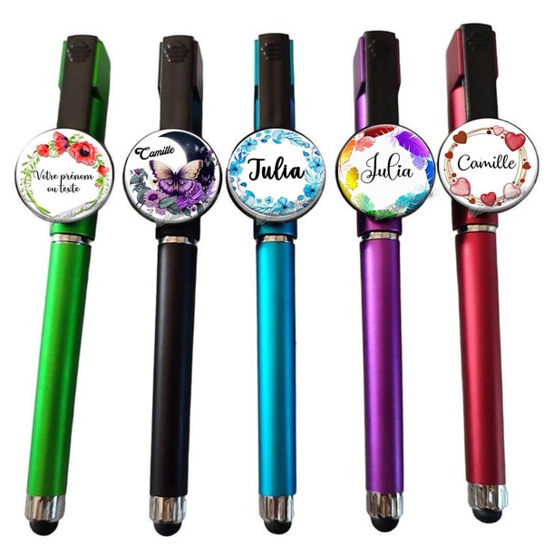 Votre prénom, stylo bille à personnaliser texte ou prénom, stylo thème fleur, cadeau personnalisé, cadeau stylo cabochon