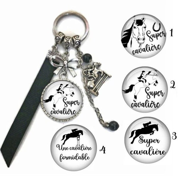 Porte-clés cavalière équitation, bijou de sac super cavalière, idée cadeau pour elle