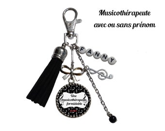 Prénom, porte clés musicothérapeute formidable, idée cadeau personnalisable