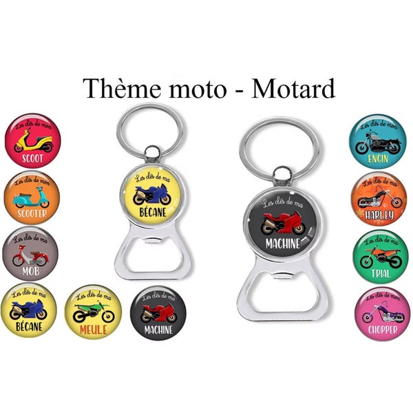 Porte-clés motard, décapsuleur thème moto, les clés de ma bécane, clés moto, cadeau pour elle, pour lui