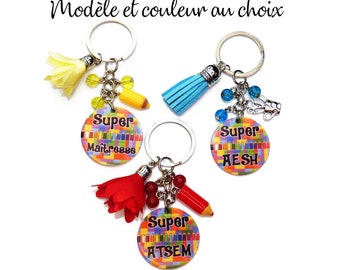 Porte clés maîtresse, cadeau atsem, super AESH, cadeau école