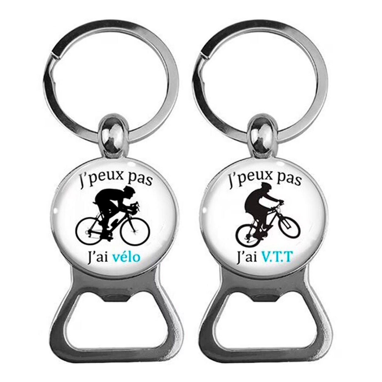 Porte clés j'peux pas j'ai vélo, V.T.T, décapsuleur cycliste, cadeau  cycliste, porte clés homme -  France