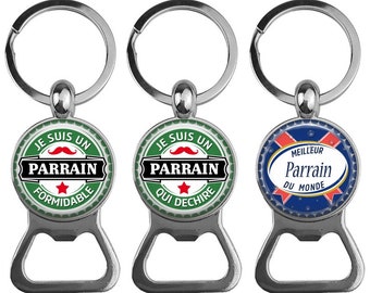 Porte-clés parrain, décapsuleur parrain, cadeau parrain