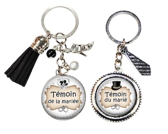 Porte clés témoin de la mariée, cadeau témoin du marié, cadeau mariage