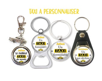 Votre prénom, porte clés taxi, décapsuleur taxi à personnaliser, cadeau taxi