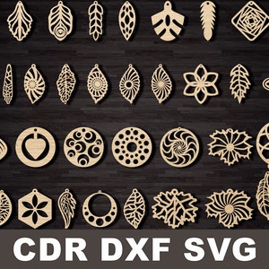 Pendientes de hoja Plantillas SVG para cuero laser corte decoración patrón de decoración archivos geométricos Svg Silhouette Cut Files cnc archivos para cricut