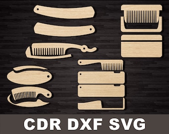 Cnc Pocket Folding beard comb vector model for laser machine, SVG DXF CDR Hair comb vector files for laser cut, instant download cnc plan