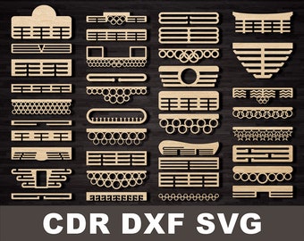 Base for Awards Holder Svg CDR Laser cut template. Cnc for laser cutting, milling. Medal holder, hanger set instant download vector file