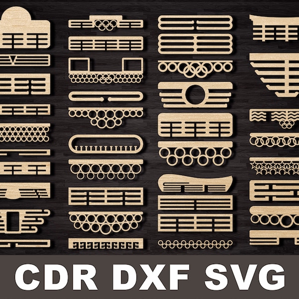 Base para el titular de premios Svg Plantilla de corte láser CDR. Cnc para corte por láser, fresado. Titular de la medalla, colgador set archivo vectorial de descarga instantánea