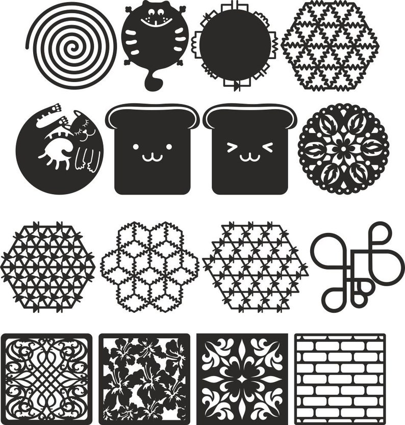 Download Coaster Set Svg design silhouette for Laser Plasma Cricut | Etsy