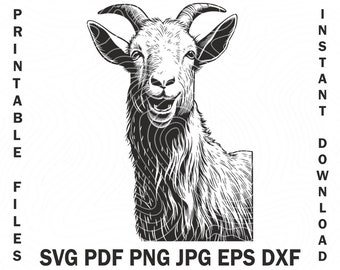 Capra testa Svg vettoriale Farm Life file capra Svg, clipart di capra, capra Png, file di taglio testa di capra, sagoma di capra, sagoma di animali Cdr Dxf Pdf