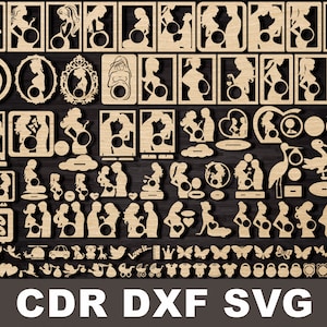 Pregnant Photo Frames USG baby scan cdr Laserowe wycinanie plików plany wektorowe, wzór cnc, ogłoszenie ciąży wektor clipart