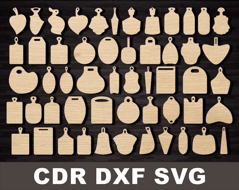 Kitchen Cutting board set vector template for Cnc cutting file silhouette for laser machine Woodworking plans cdr, dxf, svg instant download image 1
