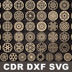 Coaster set silhouette Svg for Laser Cutting Plasma, Cricut Cutting File cnc cdr, svg Coasters vector plans, Table Decor Templates Dxf