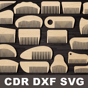 Bart Kämme DXF, Holz Bart Kämme für Pflege-Kit, Svg, cdr, dxf. Laserschneiden, Vektor-Datei, cnc-Datei, Holzbearbeitung Kämme Silhouette