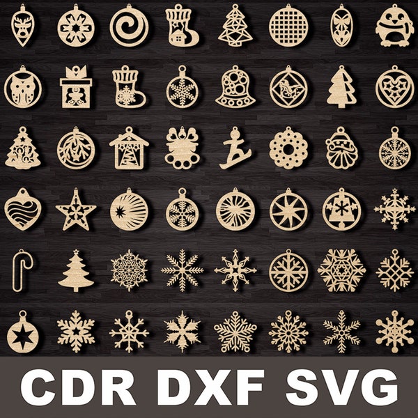 Christmas tree Glowforge ornament svg, Laser cut plywood cnc file, Christmas and paper laser cut Vector Silhouette Cameo Template