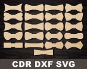 Bow tie for men pattern silhouette laser cut, Laser files DXF CDR vector plans, files Instant download, cnc pattern, die svg cnc cut Wedding