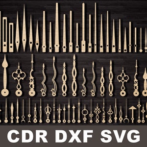 Wskazówki zegara SVG, wskazówki zegara CDR, strzałki zegara SVG, strzałki zegarka SVG, pliki wskazówek zegara dla Cricut, sylwetka rąk zegara CNC DXF dla lasera zdjęcie 1