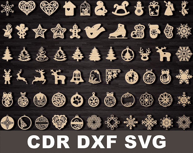 Laser Svg Christmas Decorations Vector Cut Files Etsy