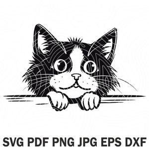 Süße spähende Katze SVG, Katze späht Design, Katzengesicht svg, dxf, lustiges Kätzchen svg, Katzent-shirt Druck, Vektorgrafik Schnittdatei, Instant Download