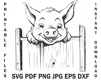 Baby pig svg vector digital file, Cute Baby pig svg engraving files, pigs clipart, pig face clip art, country farm animal baby farmhouse pig