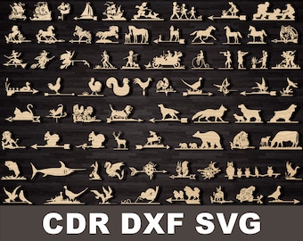 Weather vane svg dxf cdr for Plasma Laser Plotter Waterjet Router Cut Ready Vector CNC file Weather Vane Bulk Hunt Rooster Instructions