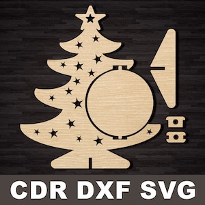 Árbol de Navidad con una bola giratoria svg láser corte árbol de Navidad, decoración de Navidad SVG, corte por láser, decoración de Año Nuevo dxf para láser cnc