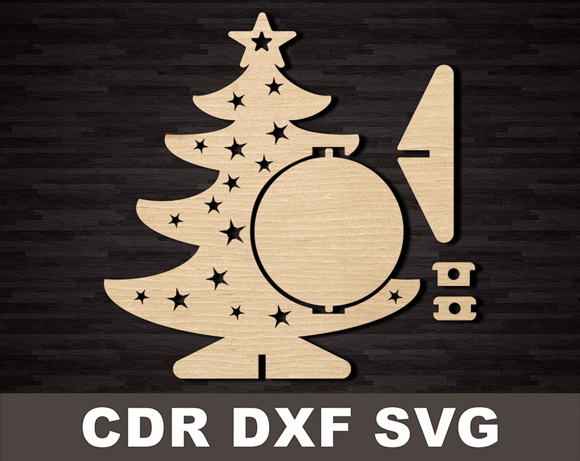 Árbol de Navidad con una bola giratoria svg láser corte árbol de