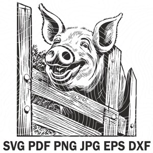 Carino fattoria divertente maiale il recinto SVG File, carne di maiale fattoria Svg, maiale dicendo Svg, amante del maiale camicia file in formato Svg, divertente maialino sorridente con esso Svg