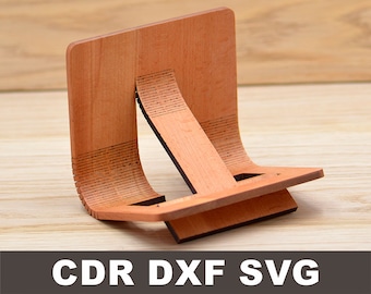 SVG file for laser cut, phone stand for desk dxf, Phone Stand svg for iPhone smartphone for plywood or wood,  cnc cutter dxf vector pattern