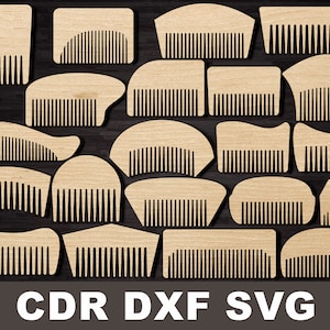 Svg beard comb set, Beard Combs Plans for Laser cnc Cutting Men Gift Plywood Wood Laser Cut Router Model svg cdr dxf Files download