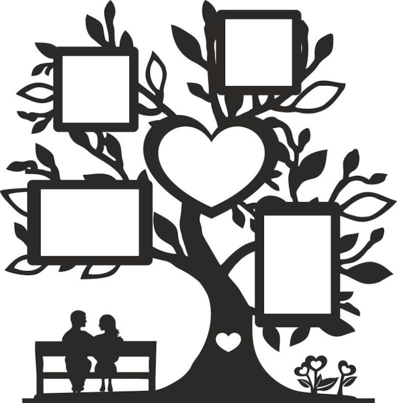 Family Tree Photo Frames cdr svg dxf Laser cut cncfile photo Etsy