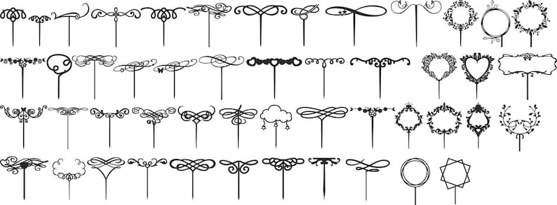 Pu&ograve; includere: Un set di 40 topper per torte decorativi in ​​bianco e nero con vari design, tra cui spirali, cuori, ghirlande e forme geometriche.