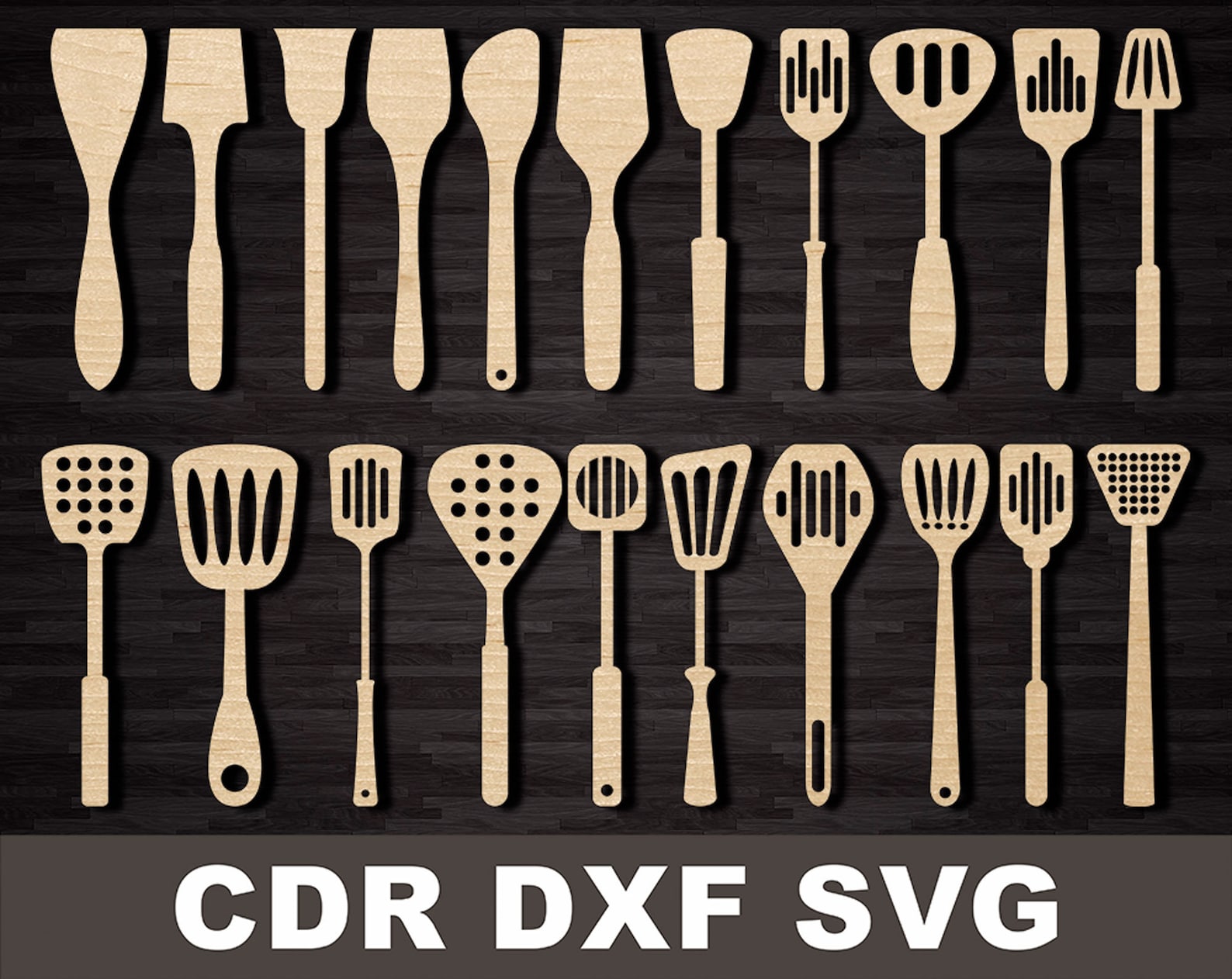 DXF Spatulas Silhouettes Kitchen Decor Cdr Dxf Laser Cutting Etsy