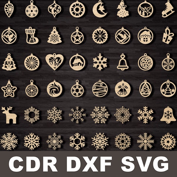 Christmas Tree Ornament Svg Glowforge Files, Christmas Ornament Laser Cut Files, Christmas Cricut SVG DXF Christmas Silhouette