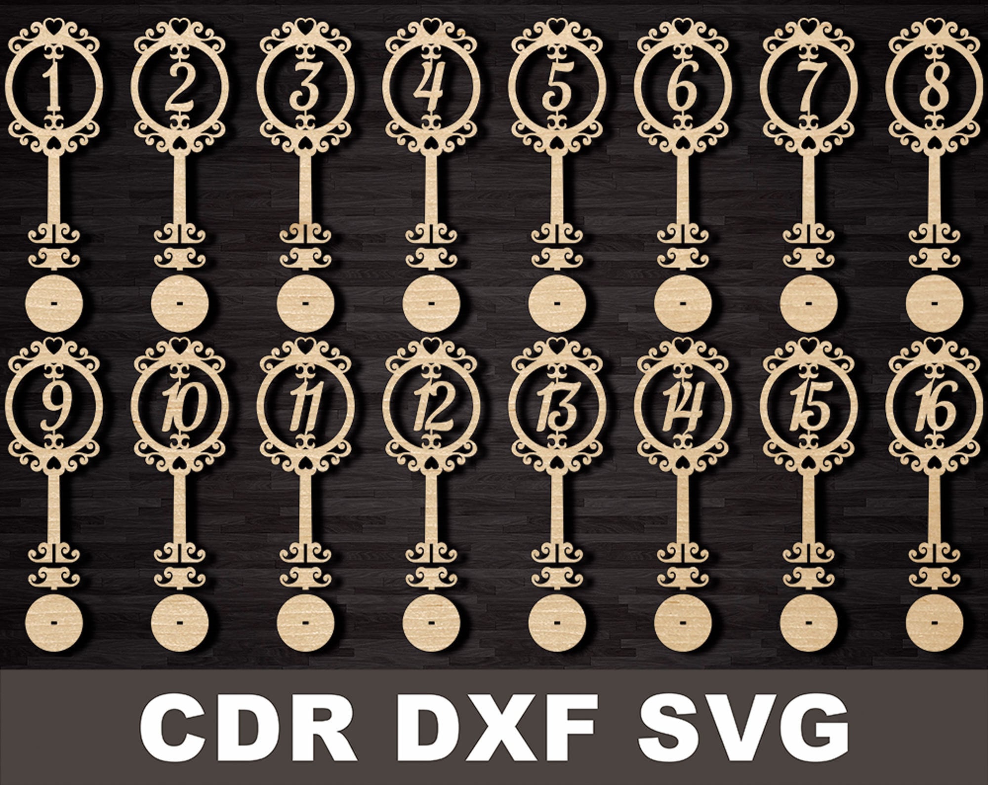 Download Wedding Table Numbers Svg Table Numbers 1 16 For Wedding Etsy