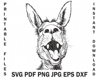 Smiling Donkey Svg, Funny Donkey Svg, Donkey Peeking Svg, Dxf Donkey Clipart, Farm Animal Donkey Printing Shirt Design Digital Download