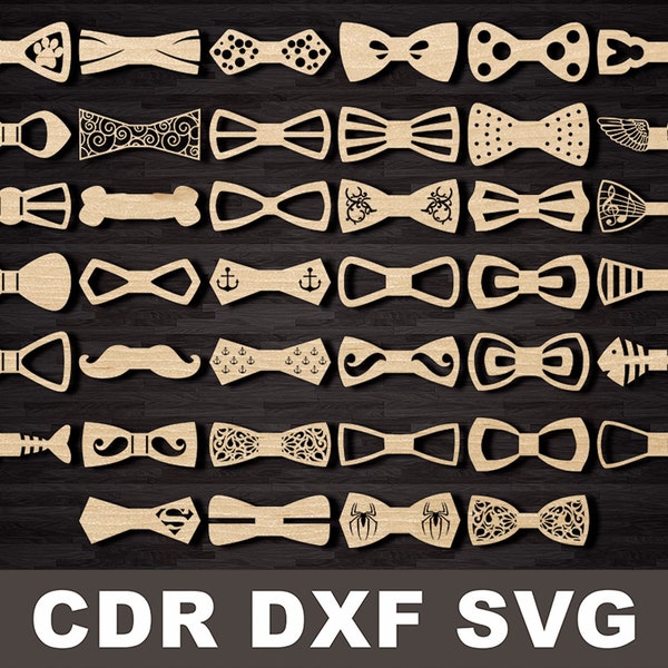 Fliege für Männer Svg-Muster, Laser geschnitten, Laser-Dateien DXF CDR Vektor-Pläne, Dateien sofortigen Download, cnc Muster, sterben geschnitten cnc geschnitten Hochzeit Bogen