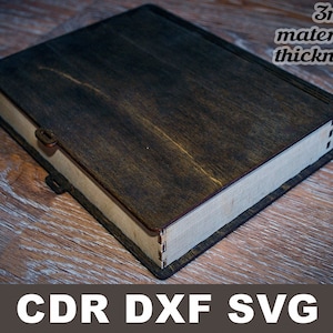 Box book laser cut file SVG, DXF, CDR, vector plans Glowforge Box flexies bending files Instant download cnc file Wooden box digital vector
