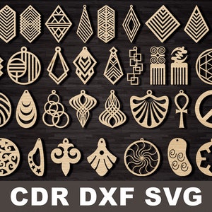 Earring Templates for Laser cutting Decoration pattern geometric files Svg, CDR Instant download, cnc files for cricut, set pattern, cnc cut