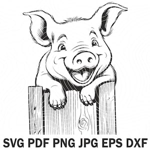 Farm Baby Pig Peeking Svg Dxf Cute Little Pig Pig Peekaboo Farm Pig Svg Dxf Png Swine Clipart Printing Files for Glowforge Pdf Dxf Cdr