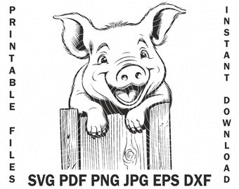 Farm Baby Pig Peeking Svg Dxf Cute Little Pig Pig Peekaboo Farm Pig Svg Dxf Png Swine Clipart Printing Files for Glowforge Pdf Dxf Cdr