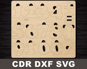 Numbers Puzzle for childsvg file. Laser cut template vector. Numbers to study cdr svg dxf file. Instant download. Educational puzzles cnc
