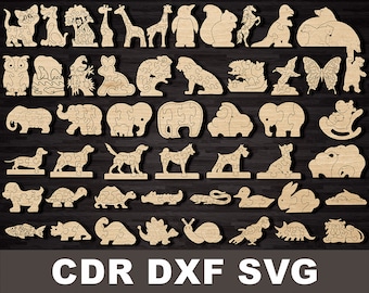 Svg file puzzle per bambini Cani Puzzle Giocattoli Giocattoli Laser taglio file piani vettoriali, cnc modello taglio laser Forme Puzzle
